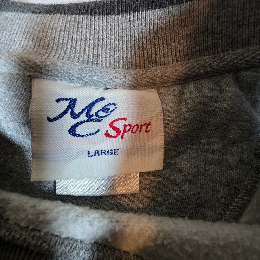 Vintage MC Sport Gray Embroidered Deer Buck Sweatshirt Mens Large Pullover - Picture 3 of 8